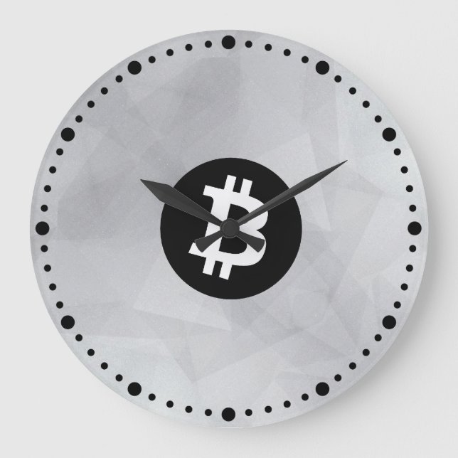 Bitcoin Vit Kristall Stor Klocka (Framsida)