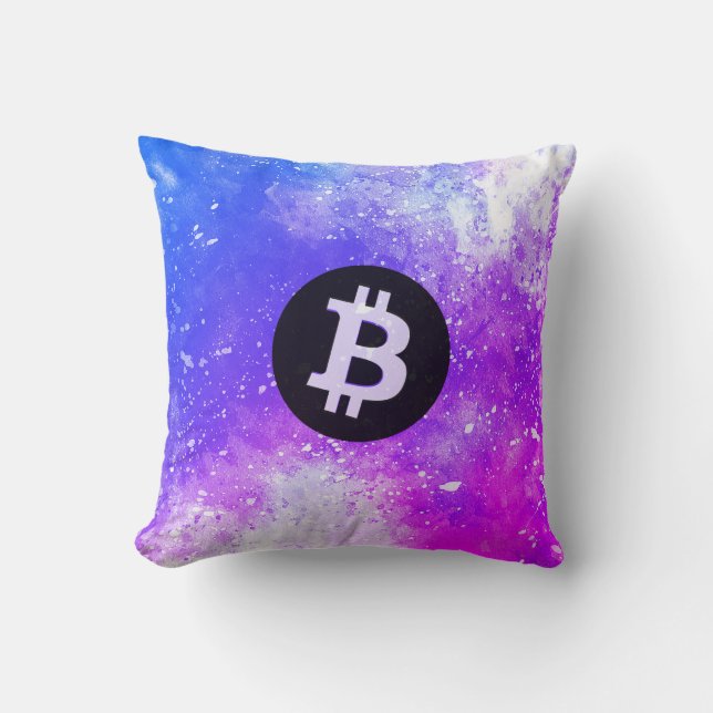 Bitcoin Watercolor (stil 2 - Miami) Kudde (Framsida)
