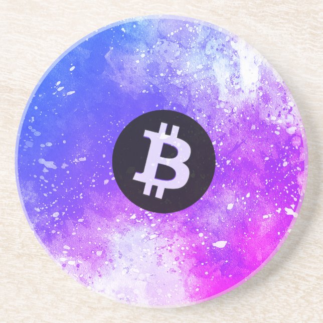 Bitcoin Watercolor (stil 2 - Miami) Underlägg (Framsidan)
