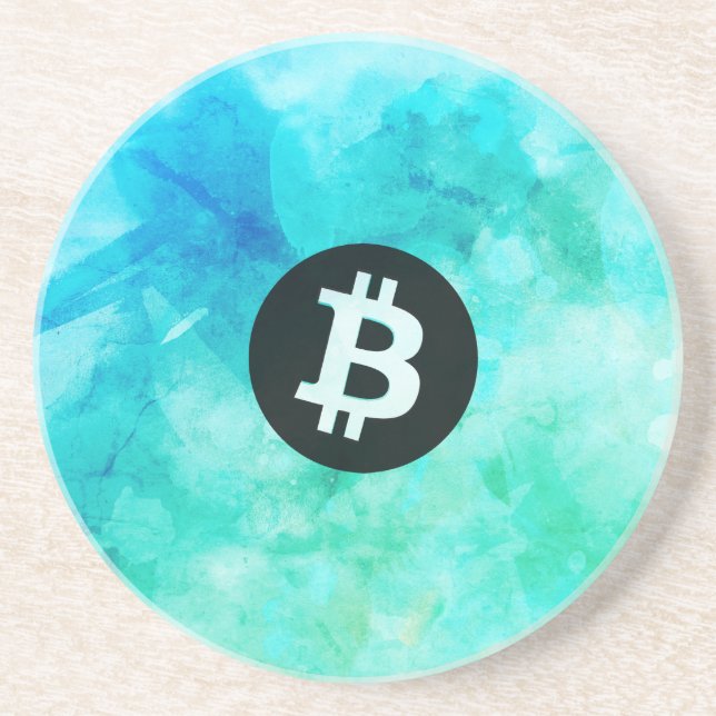Bitcoin Watercolor (stil 3 - Beach Life) Underlägg (Framsidan)