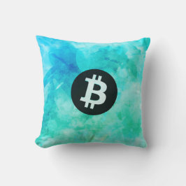 Bitcoin Watercolor (stil 3 - Strandliv) Kudde