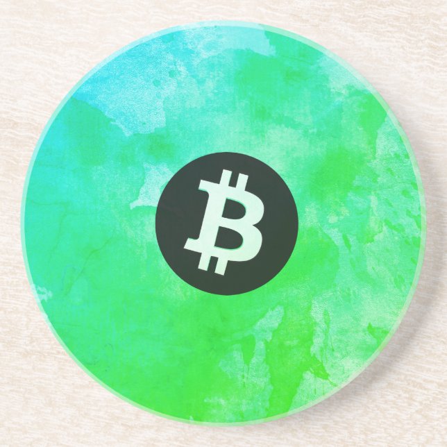 Bitcoin Watercolor (stil $ - Green Day) Underlägg (Framsidan)