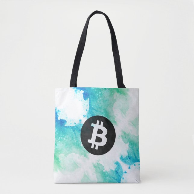 Bitcoin Watercolor (Style 5 - Wave Rider) Tygkasse (Framsida)