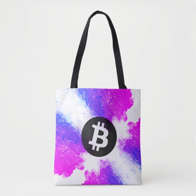 Bitcoin Watercolor (Style 6 - Miami Beach) Tygkasse (Framsida)