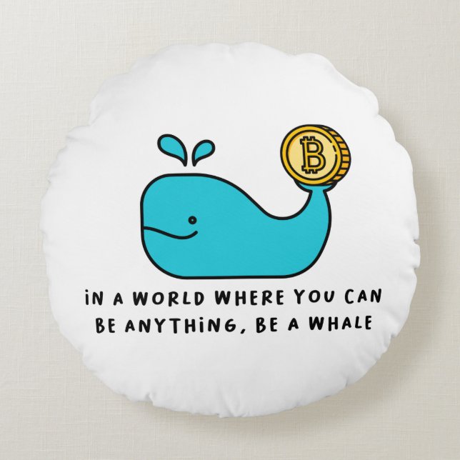 Bitcoin Whale Crypto Investor & BTC Trading Design Rund Kudde (Framsidan)