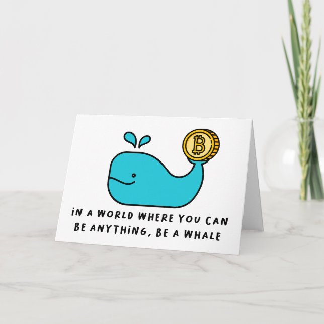 Bitcoin Whale Funny Crypto Investor Tecknad Design Tack Kort (Framsida)