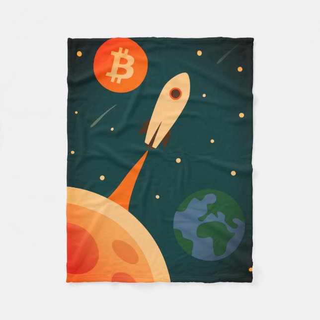 Bitcoinraket Fleecefilt (Framsidan)
