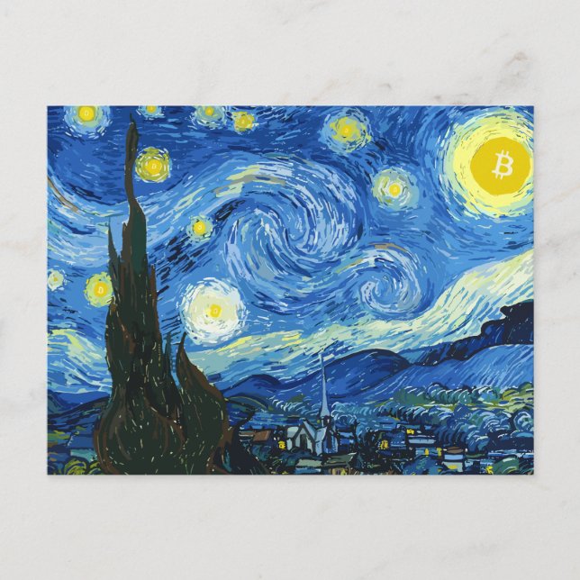 Bitcoiny Night Meddelande Vykort (Framsida)