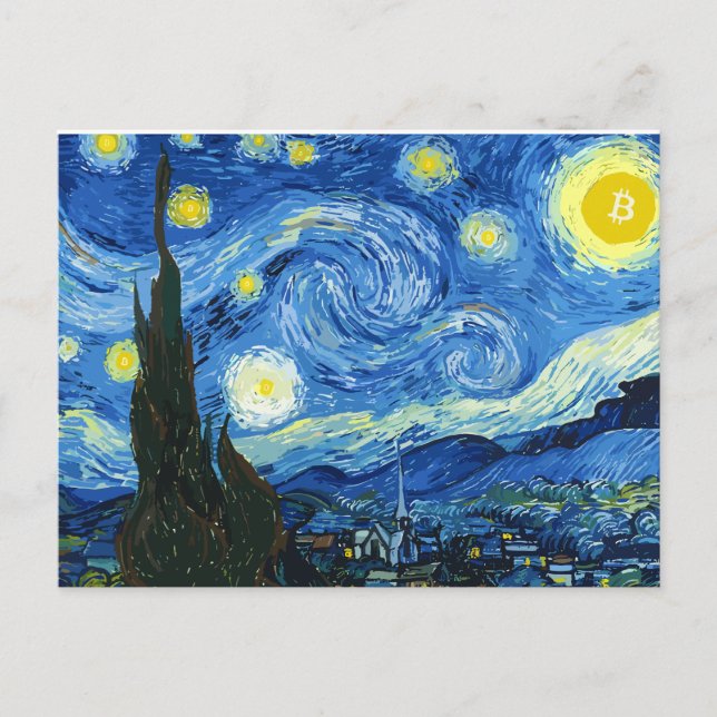 Bitcoiny Night Meddelande Vykort (Framsida)