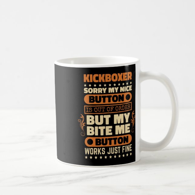 Bite Button Works Kickboxer Design Kickbox Älskare Kaffemugg (Höger)