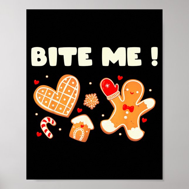 Bite Me Cookie Baklag Holiday Gingerbread Jul Poster (Framsidan)