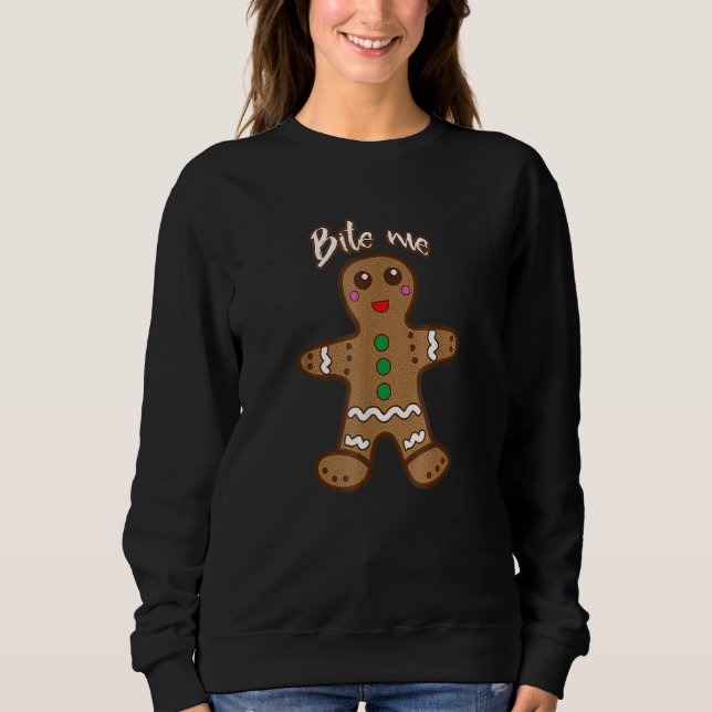 Bite Me Gingerbread  Cookie Christmas Thanksgiving T Shirt (Framsida)