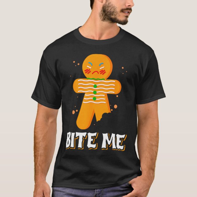 Bite Me Ilsken Pepparkaksgubbe Bite Me T Shirt (Framsida)