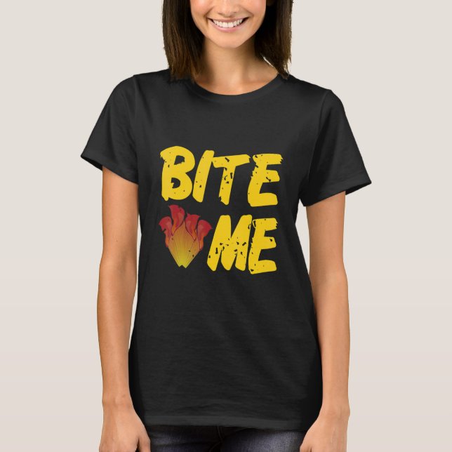 BITE ME  Retro Carnivorous Plants  Present T Shirt (Framsida)