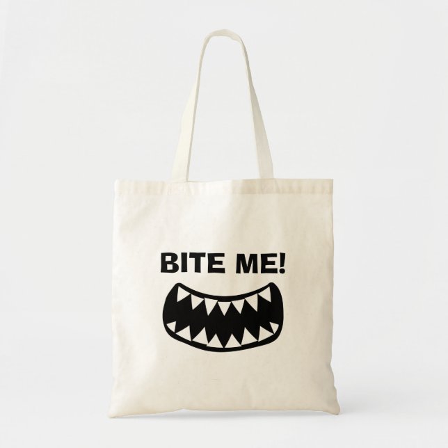Bite Me! rolig canvas-handväska Tygkasse (Framsidan)
