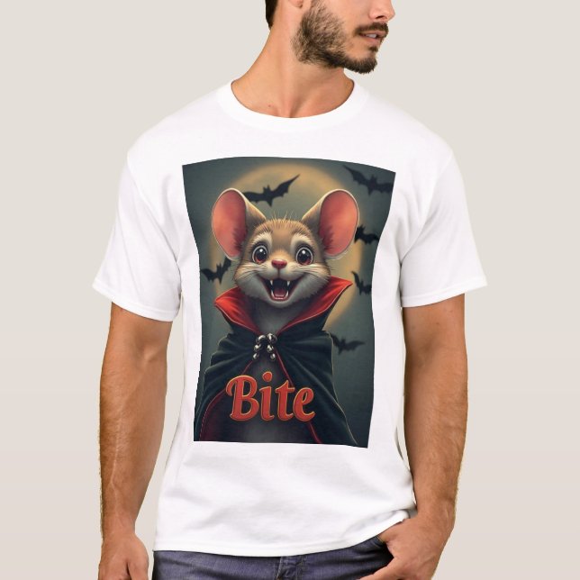 Bite – Vampyr Mus TinyFur Halloween T-shirt (Framsida)