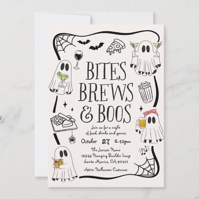 Bites, Brews och Boos Halloweenfest Inbjudan  (Framsida)