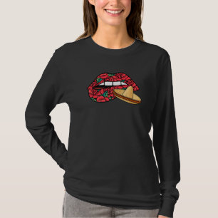 Biting Läppar Dia De Los Muertos Mexican Sombrero T Shirt