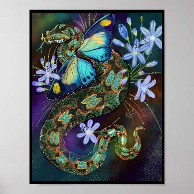 Bitis Nasicornis Butterfly Viper Poster (Framsidan)