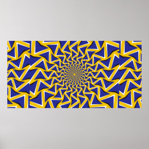 Bitmappsbakgrund för optisk rörelse-illusion. Blå Poster