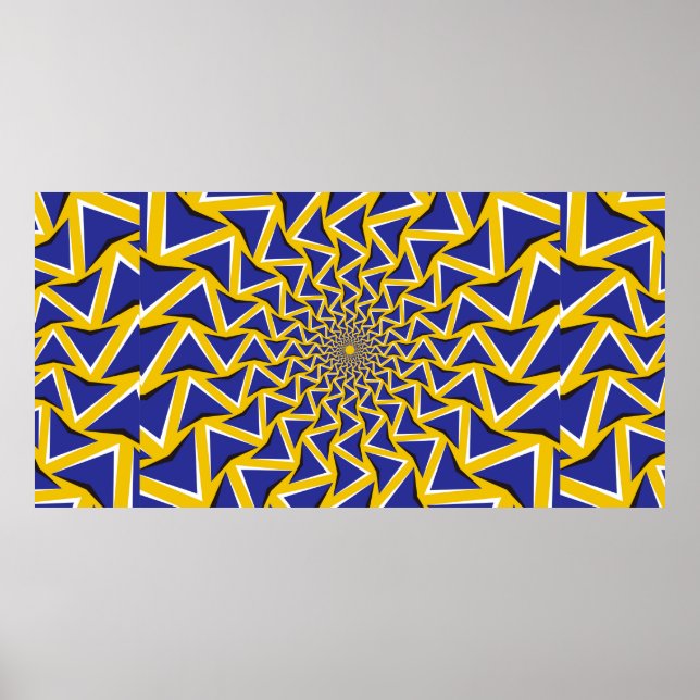 Bitmappsbakgrund för optisk rörelse-illusion. Blå Poster (Framsidan)