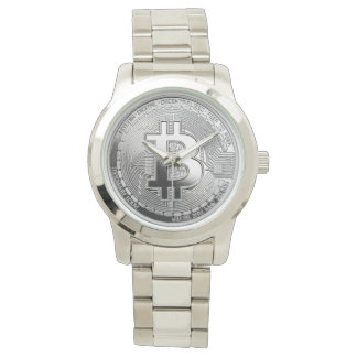 Bitmyntklocka i silver armbandsur