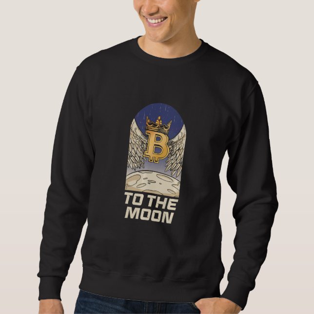 Bitmyntpengar till Måne BTC Cryptocurrency Hod Lång Ärmad Tröja (Framsida)