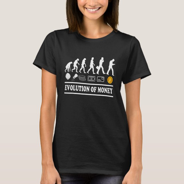 Bitmynts utveckling av pengar och kryptovaluta vis t shirt (Framsida)