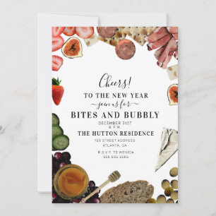 Bitor och Bubbelcharkuterie Nyårsafton Party Inbjudningar