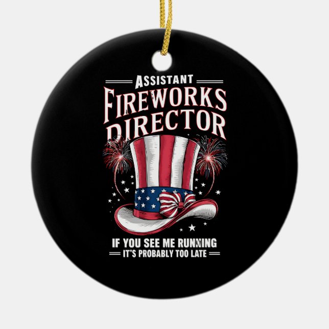 Biträdande Fireworks Director USA 4:e juli Julgransprydnad Keramik (Framsidan)