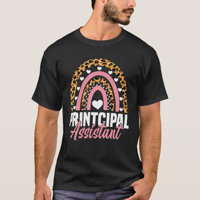 Biträdande rektor Leopard Regnbåge Jobbtitel Scho T Shirt (Framsida)