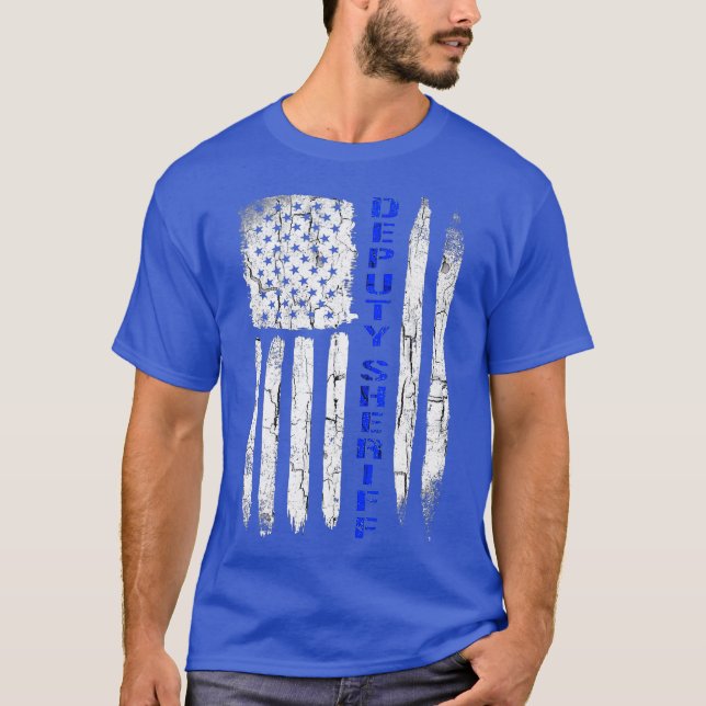 Biträdande sheriff för manar Thin Blue Line Americ T Shirt (Framsida)