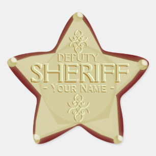 Biträdande sheriff med ditt namn Badge Sticker Stjärnformat Klistermärke