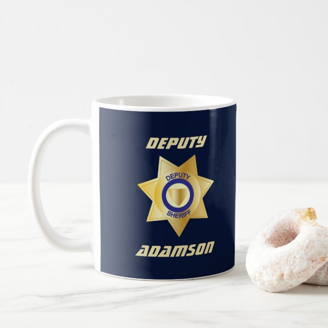 Biträdande sheriff Personlig Guld Star Badge Kaffemugg (Med munk)