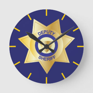 Biträdande sheriff's Guld Star Badge Rund Klocka