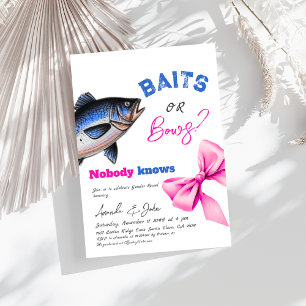 Bits eller Bows Blue eller Rosa Fishing Gender Rev Inbjudningar