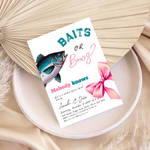 Bits eller Bows Blue eller Rosa Fishing Gender Rev Inbjudningar