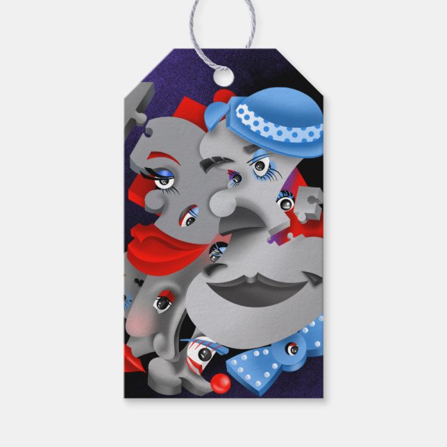 Bits och Delar - Surreal Puzzle Ansikte Gift Märkr Presentetikett (Framsidan)
