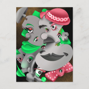 Bits och Delar - vykort för surrealistiskt Puzzle 