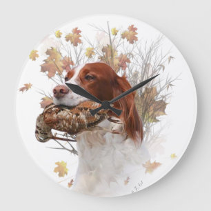 Bittany spaniel Tapestry Metall skriver ut kaffe Stor Klocka