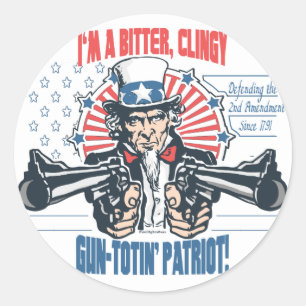 Bitter, Clingy Gun-toting Patriot farbror Sam Gear Runt Klistermärke