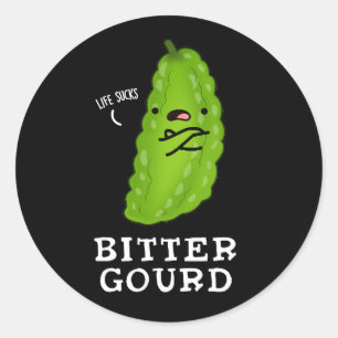 Bitter Gourd Funny Veggie Pun Mörk BG Runt Klistermärke