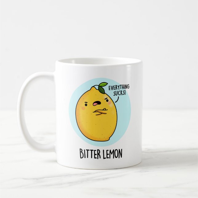 Bitter Lemon Funny Fruit Pun Kaffemugg (Vänster)