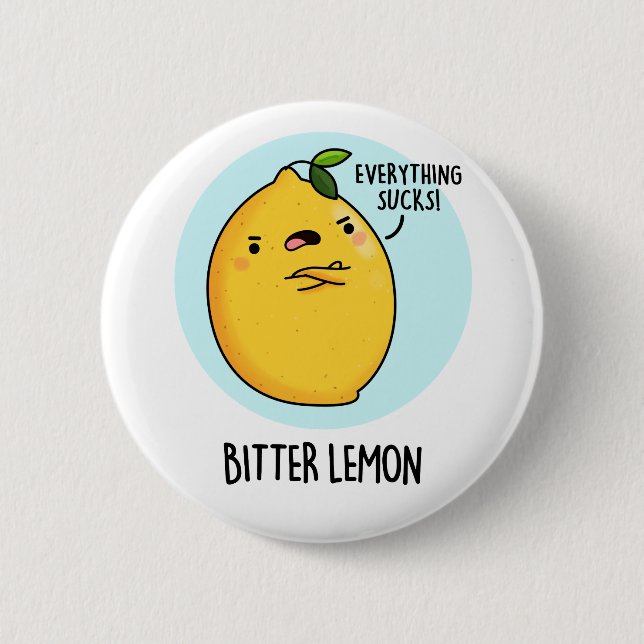 Bitter Lemon Funny Fruit Pun Knapp (Framsida)