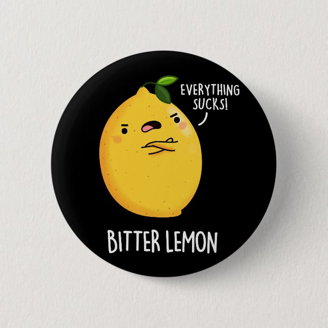 Bitter Lemon Funny Fruit Pun Mörk BG Knapp (Framsida)