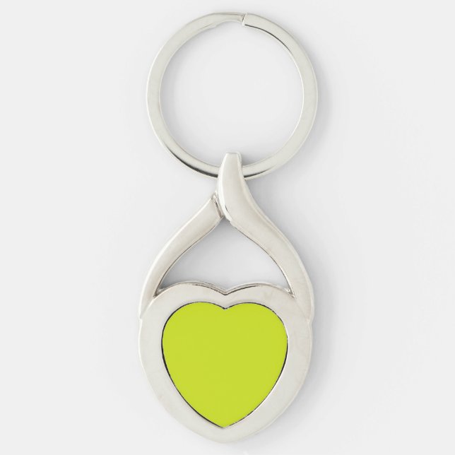 Bittercitron (fast färg) twisted heart silverfärgad nyckelring (Framsidan)