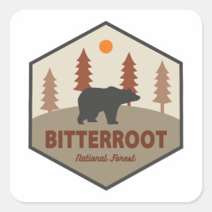 Bitterroot National Forest Bear Fyrkantigt Klistermärke