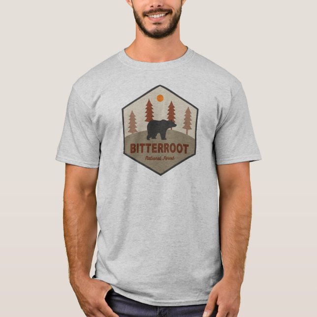 Bitterroot National Forest Bear T Shirt (Framsida)