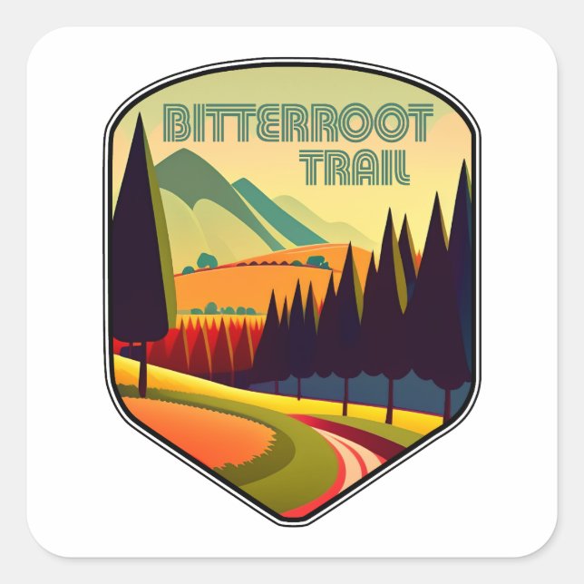 Bitterroot Trail Montana Färg Fyrkantigt Klistermärke (Framsida)
