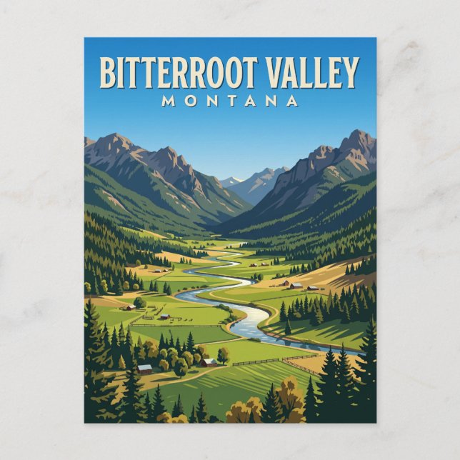 Bitterroot Valley Montana Vykort (Framsida)